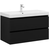 Тумба под раковину Aquanet Вега 2.0 90 337956 подвесная Черная матовая — фото 1, Мебель для ванной