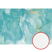 Фреска Ortograf Fluid art 34040 Фактура бархат FX Флизелин (4*2,7) Бирюзовый/Золото, Абстракция — фото 1, Фрески