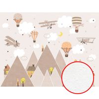 Фреска детская Ortograf Little Friends 34398 Фактура бархат FX Флизелин (4*3) Бежевый/Коричневый, Горы/Город/Самолеты — фото 1, Фрески