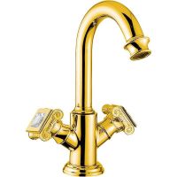 Смеситель для раковины Cezares Aphrodite APHRODITE-LS2-03/24-Sw Золото 24 карат с кристаллами Swarovski — фото 1, Смесители для раковины