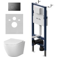 Комплект унитаза с инсталляцией AM.PM Like IS90138.801900 с сиденьем Микролифт и Черной матовой клавишей смыва — фото 1, Комплекты унитаз + инсталляция