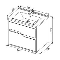 Тумба с раковиной Aquanet Модена 65 212661 подвесная Белый глянец — фото 9, Тумбы с раковиной