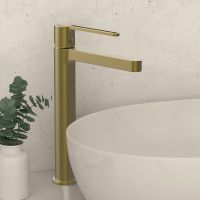 Смеситель для раковины Vincea Rondo VBF-1R2BG Брашированное золото — фото 2, Смесители