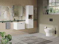 Товар: Шкаф пенал Vitra Root Groove 40 R 69100 подвесной с бельевое корзиной Белый матовый - фото 3 Шкаф пенал Vitra Root Groove 40 R 69100 подвесной с бельевое корзиной Белый матовый — фото 3, Мебель для ванной