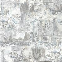 Обои Solo Blooming City SL8627-23 Винил на флизелине (1,06*10) Бежевый/Бирюзовый, Город/Цветы — фото 1, Обои для стен