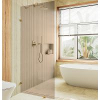 Душевая перегородка Maybah Glass MGD-264-3 990x1950 коннектор стена-стекло Золото стекло бронзовое — фото 1, Душевые перегородки