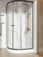 Душевой уголок Orange E01-100TB 100x100 профиль Черный стекло прозрачное — фото 4, Душевые уголки четверть круга