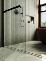 Душевая перегородка Maybah Glass MGD-708-6ш 1090x1950 в широком профиле Черный стекло прозрачное — фото 6, Душевые перегородки