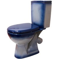 Унитаз компакт Rosa Уют 4630055558773 Синий декор с бачком и сиденьем — фото 1, Напольные унитазы