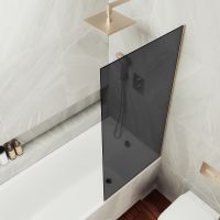 Шторка на ванну Maybah Glass MGV-78-2у 400x1400 в узком профиле Бронза стекло графитовое — фото 3, Неподвижные шторки для ванной