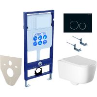 Комплект унитаза с инсталляцией Aquatek Set Aquatek Лугано-020 4в1 с сиденьем Микролифт и Черной матовой клавишей смыва — фото 1, Комплекты унитаз + инсталляция