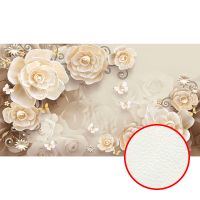 Фреска Ortograf 3D 33485 Фактура флок FLK Флизелин (4,8*2,7) Бежевый, Цветы/Абстракция — фото 1, Фрески