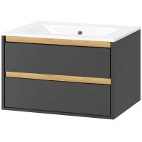 Тумба под раковину Excellent Tuto 80 MLEX.0103.800.GRBL подвесная Серый Дуб — фото 1, Мебель для ванной