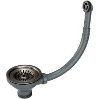 Слив-перелив для кухонной мойки Paulmark PM6022-GM Вороненая сталь — фото 1, Сливы-переливы