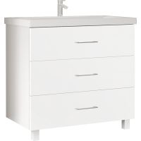 Тумба под раковину Marka One Mix 80Н с ручками Белая глянцевая — фото 1, Тумбы под раковину