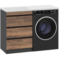 Тумба с раковиной Misty Коломбо 120 L УТ000015587 Дуб Галифакс Антрацит — фото 1, Мебель для ванной