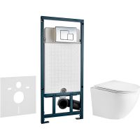 Комплект унитаза WeltWasser Merzbach 043 GL-WT 10000009939 с сиденьем Микролифт и инсталляцией WeltWasser WW Marberg 507 10000005949+10000005953 с клавишей смыва Хром глянцевый — фото 1, Комплекты унитаз + инсталляция