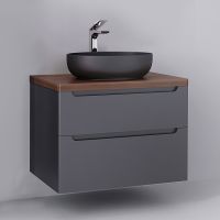 Товар: Тумба под раковину Jorno Wood 80 wood.01.80/P/GR подвесная Серая - фото 3 Тумба под раковину Jorno Wood 80 wood.01.80/P/GR подвесная Серая — фото 3, Мебель для ванной