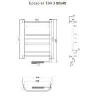 Электрический полотенцесушитель Тругор Браво 3 элТЭН 80x40 Хром — фото 2, Электрические полотенцесушители