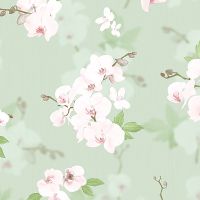 Обои Andrea Rossi Stromboli 54342-4 Винил на флизелине (1,06*10) Зеленый, Цветы/Листья — фото 1, Обои для стен