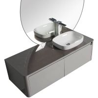 Тумба с раковиной Black&White Universe U915.1400R 140 R 9151401 подвесная Glossy light grey — фото 3, Мебель для ванной