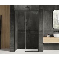 Душевая дверь New Trendy Prime Black 140 L D-0324A профиль Черный стекло прозрачное — фото 2, Душевые двери в нишу