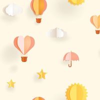Обои детские Andrea Rossi Kids Land 54266-1 Винил на флизелине (1,06*10,05) Бежевый, Воздушные шары — фото 1, Обои для стен