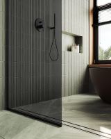 Душевая перегородка Maybah Glass MGD-693-6у 890x1950 в узком профиле Черный стекло графитовое — фото 6, Душевые перегородки