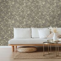 Обои Solo Grace E201510 Винил на флизелине (1,06*10) Коричневый/Серый/Золото, Листья — фото 4, Обои для стен