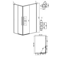 Душевой уголок Grossman Galaxy 110х70 300.K33.01.1170.32.00 профиль Золото сатин стекло прозрачное — фото 11, Прямоугольные душевые уголки