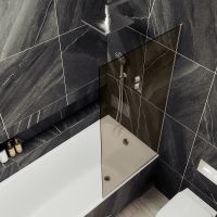 Шторка на ванну Maybah Glass MGV-71-5у 900x1400 в узком профиле Хром матовый стекло бронзовое — фото 3, Неподвижные шторки для ванной