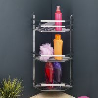 Полка корзина Tekno-tel ES076 угловая Хром — фото 2, Полки для ванной и душа