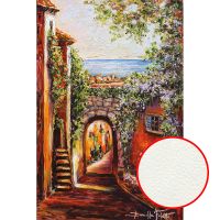 Фреска Ortograf Городской пейзаж живопись 7607 Фактура флок FLK Флизелин (1,8*2,7) Оранжевый/Разноцветный, Город/Цветы/Живопись — фото 1, Фрески