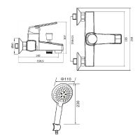 Смеситель для ванны Orange OneLife P02-300b Черный матовый — фото 11, Смеситель для ванны