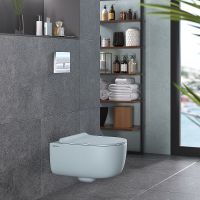 Товар: Унитаз Berges Ego XL 083229 подвесной Голубой матовый с сиденьем Микролифт - фото 7 Унитаз Berges Ego XL 083229 подвесной Голубой матовый с сиденьем Микролифт — фото 7, Унитазы