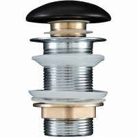 Донный клапан Aquanet 330953 click-clack Черный матовый — фото 1, Донные клапаны