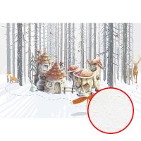 Фреска детская Ortograf Для самых маленьких 32965 Фактура бархат FX Флизелин (4*2,7) Серый/Разноцветный, Домики/Пейзаж/Животные — фото 1, Фрески