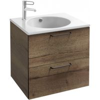 Тумба под раковину Jacob Delafon Odeon Rive Gauche 60 EB2520-R9-E52 подвесная Дуб Табак ручки Черные — фото 1, Тумбы под раковину