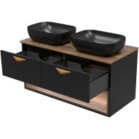 Тумба под раковину Brevita Bergen 105 BER-07105-19-02-2Я подвесная Черная матовая Дуб Галифакс олово — фото 12, Мебель для ванной