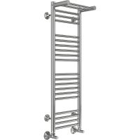 Водяной полотенцесушитель Terminus Аврора П20 300x1000 4670078529848 с полкой Хром, нижнее подключение, G 1/2" ВР, с угловым соединением — фото 1, Водяные полотенцесушители