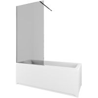 Шторка на ванну Allen Brau Infinity 3 80 3.21062.BA.T профиль Серебро браш стекло тонированное — фото 1, Неподвижные шторки для ванной