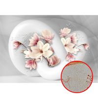 Фреска Ortograf 3D 6710 Фактура бархат золото FX-G Флизелин (3,9*2,7) Серый/Розовый, Цветы/Абстракция арт-6710 (бархат золото FX-G) — фото 1, Фрески