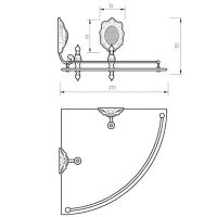 Стеклянная полка Migliore Cleopatra 16638 угловая Бронза — фото 2, Полки для ванной и душа