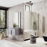 Шторка на ванну Maybah Glass MGV-61-2ш 500x1400 в широком профиле Бронза стекло прозрачное — фото 2, Неподвижные шторки для ванной