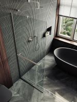 Душевая перегородка Maybah Glass MGD-726-5у 790x1950 в узком профиле Хром матовый стекло прозрачное — фото 4, Душевые перегородки