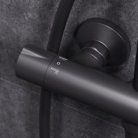 Комплект душевого уголка с душевой системой и аксессуарами AM.PM Gem S 100x80 WK93EQ профиль Черный матовый стекло прозрачное — фото 17, Прямоугольные душевые уголки