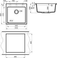 Кухонная мойка Milacio Murcia 51 Cuarzo MC.77023 Серый металлик — фото 4, Кухонные мойки