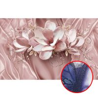 Фреска Ortograf 3D 6711 Фактура бархат серебро FX-S Флизелин (4,3*2,7) Розовый, Цветы — фото 1, Фрески