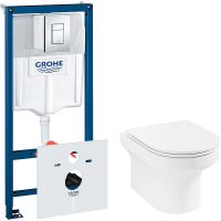 Комплект унитаза Jacob Delafon Elite EDX114RU-00 с инсталляцией Grohe Rapid SL 38775001 с сиденьем Микролифт и клавишей смыва Хром — фото 1, Комплекты унитаз + инсталляция