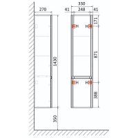 Шкаф пенал Raval Morelle 33 Mrl.04.143/P/A/RL подвесной Антрацит — фото 7, Пеналы для ванной комнаты